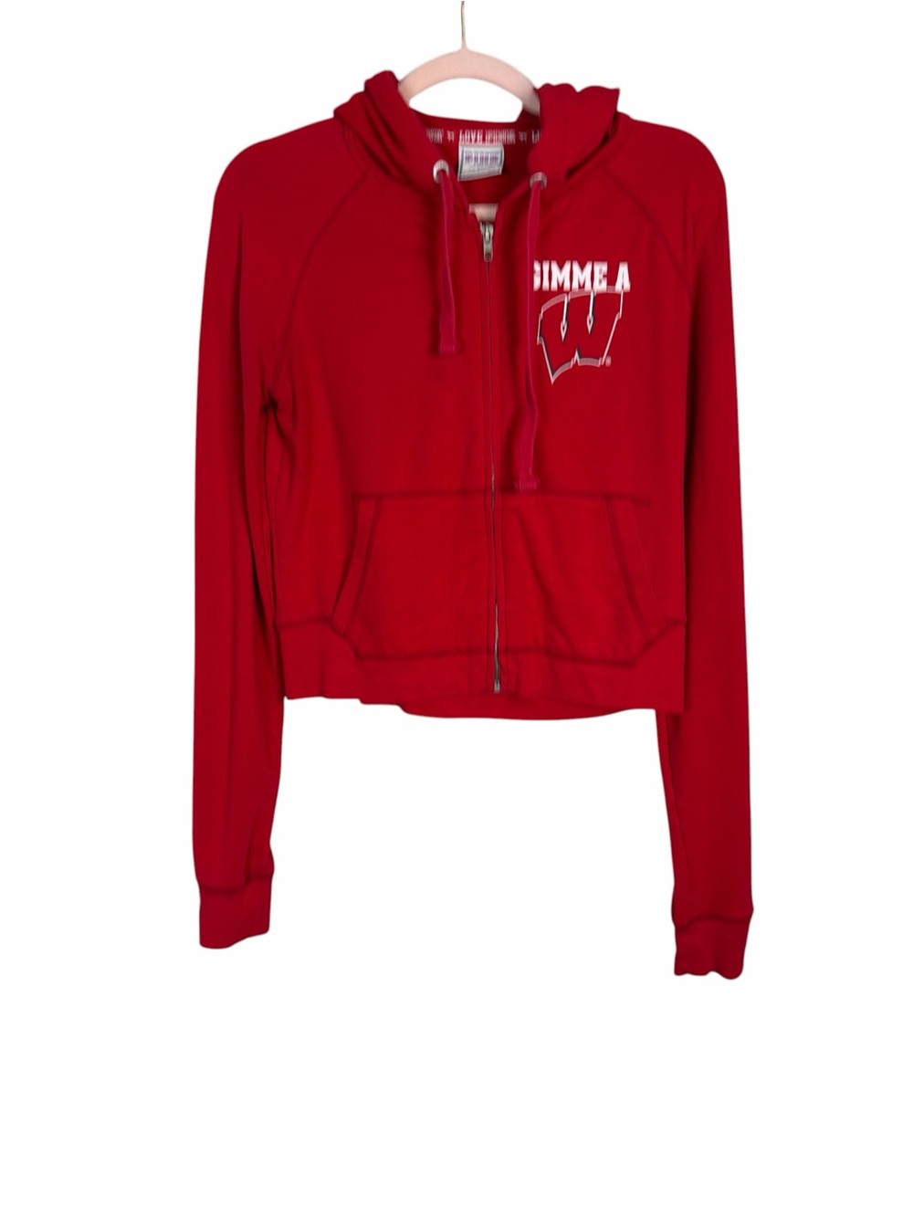 VS PINK Wisconsin Badgers Red Full Zip Hoodie Women’s M Gimme a W